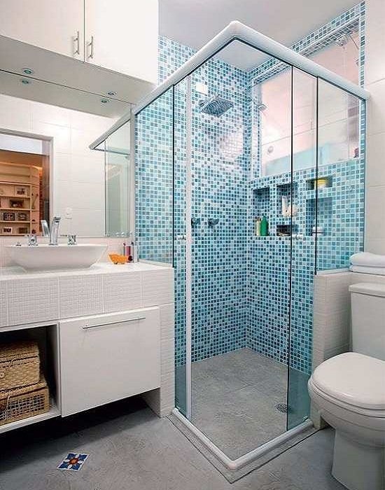 box de vidro para banheiro com vidro temperado de 8 mm, e perfil de acabamento em alumínio várias cores.