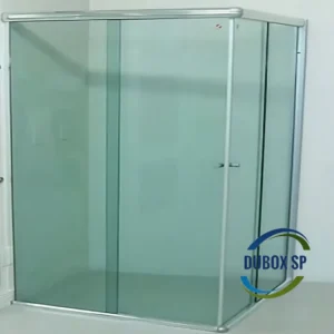 Box de vidro verde 4 folhas modelo canto